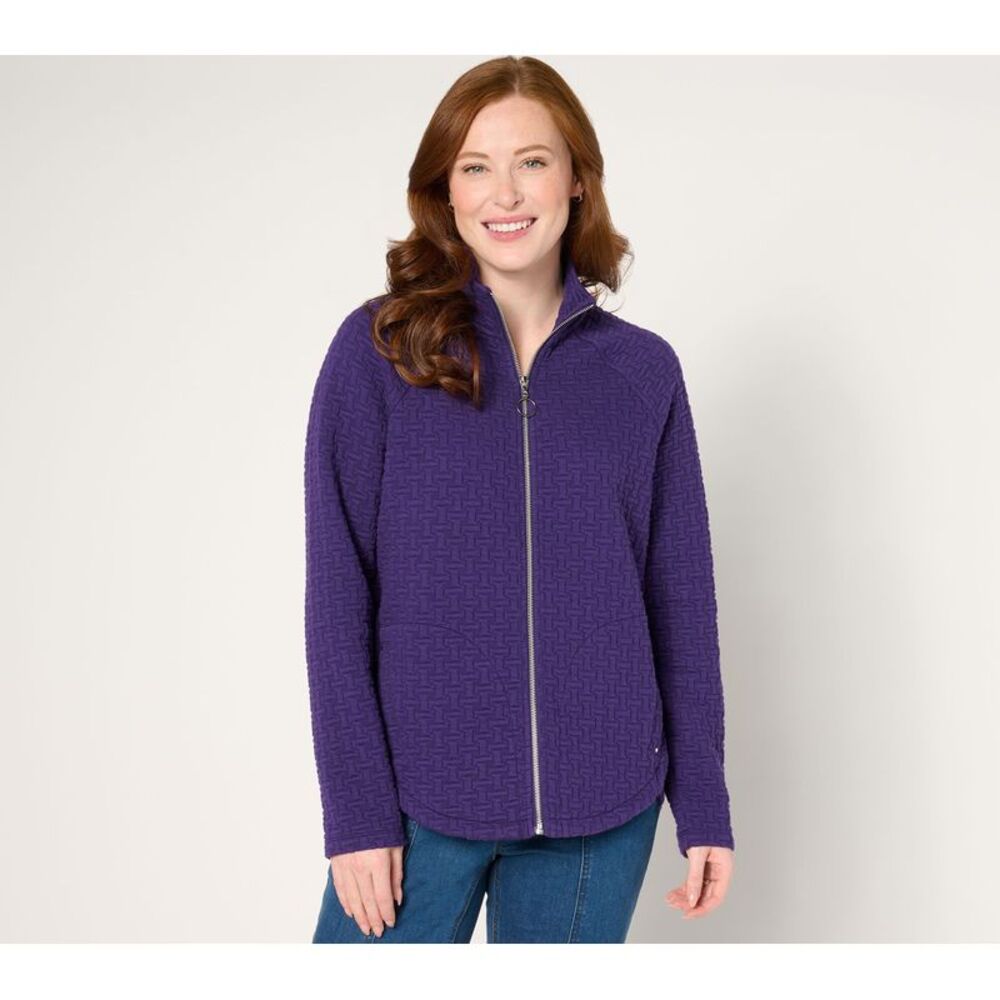 SUNNYLiFE Women's Jacket Sz M Puff Jacquard Mock Neck Purple